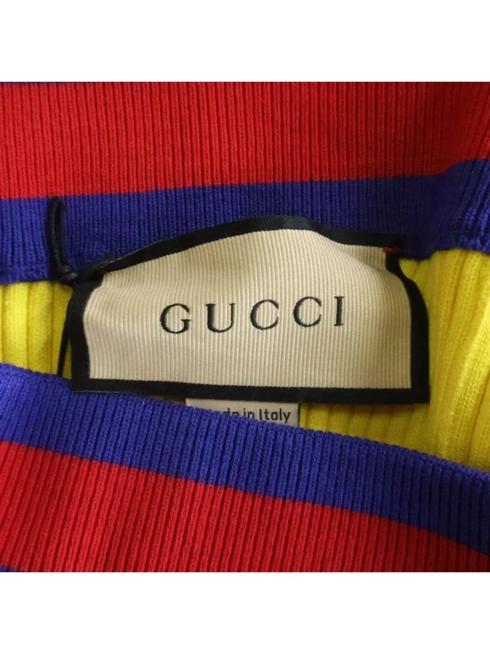 Gucci Stretch Viscose Short Knit Web Stripe Pants Yellow